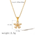 Gold 18k plated stainless steel five-petal flower necklace with rhinestones and size details - Large Five-Petal Flower Style (TN3313)