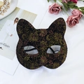 Elegante schwarze Katzenmaske mit goldenem Glitzermuster für Cosplay und Partys - Gold und Schwarz (Stil 3)
