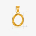 Gold stainless steel bamboo-style letter O pendant with detailed size measurements - Letter O / Gold