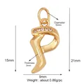 Gold-plated copper letter P pendant with sparkling white cubic zirconia micro-inlays - Zirconia Letter P