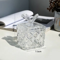 European crystal glass pumpkin jar with a butterfly lid and diamond cut texture - Square Butterfly Jar (G086-0002)