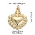 Gold plated copper heart cross pendant for DIY jewelry, 25mm height by 18mm width - Ysn014-15 / 18K Gold