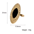 Detailansicht eines goldenen ovalen Rings mit Hammerschlagstruktur und genauen Maßen von 31x17mm - Schwarz(JR677)