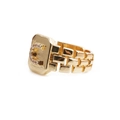 Adjustable gold plated letter C ring with pavé cubic zirconia and chain band style - Adjustable Open / Letter C