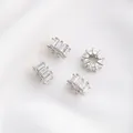 Silver plated rondelle spacer beads with cubic zirconia for DIY jewelry making - Style 7 / 8x4mm / White Gold