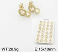Golden double hoop copper stud earrings with shimmering pave crystals and 18k plating - Double Hoop