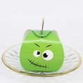 Green monster themed Halloween candy box with cartoon eyes and sturdy paper handle - Green Stitched Monster Style