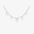 S925 sterling silver necklace with moon star and rocket pendants in silver finish - Platinum