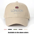 Beige Baseballkappe mit London England Stickerei und UK Flagge aus hochwertigem Twill-Baumwolle - Einheitsgröße / Khaki