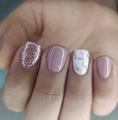 Unghie finte corte quadrate rosa con glitter e trama marmorizzata con foglia d'oro - Stile Marmo Rosa Foglia d'Oro (CW111)