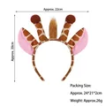 Plush giraffe ear headband with brown spots and horns for Halloween party costumes - Single Headband (with Hair) / Khaki Giraffe Headband