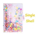 Copertina per quaderno A6 in PVC trasparente con paillettes colorate e 6 anelli in metallo - Solo Copertina di Conchiglia Rosa + Righello a Cuore + Scatola / A6