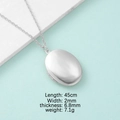 Silver oval locket necklace in 316L mirror stainless steel with photo opening frame - Silver Oval Mirror Necklace (18#)