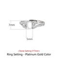 S925 sterling silver semi-mount ring in white gold finish for 5x7mm oval stones - Platinum Plated (5*7mm)