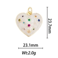 Vue détaillée du pendentif coeur avec émail et pierres affichant 23,7mm de haut et 2,0g - Pendentif Cœur en Émail Blanc avec Pierres Colorées (DZ-165)