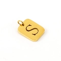Golden stainless steel rectangular pendant with cutout letter S for DIY necklaces - Letter S (S-Pendant)