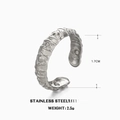 Zilveren roestvrijstalen open ring met bloemenreliëf, binnendiameter 1,7 cm, dames sieraad - Zilver