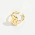 Minimalist gold-plated open adjustable ring with letter R design for women - Gold Letter R