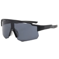 Outdoor sports cycling sunglasses with black frame and dark grey oversized one-piece lens - Black Frame Grey Lens