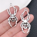 Silver spider skull pendant for DIY jewelry making and Halloween accessories - Skull Spider 16x40mm