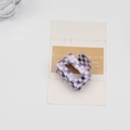 Purple and white checkerboard square hair claw clip in high-quality glossy acrylic - Purple and White Plaid
