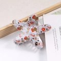 Star-shaped Christmas hair claw clip with reindeer and candy cane patterns - White Santa Claus (C15-3-9)