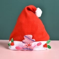 Red felt Christmas hat with plush trim and a cute snowman icon for festive parties - Child Raising-hands Hat (Snowman)