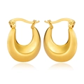 Polierte goldene U-förmige Creolen in einem minimalistischen, massiven Metalldesign - Abgerundeter Polierter U-Form Stil (C094) / Gold
