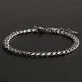 Poliertes silbernes Panzerarmband aus Edelstahl mit Karabinerverschluss und Verlängerung - Stahlfarbe 5mm Breite 18+5cm Länge