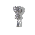Macro detail of silver stainless steel skeleton hand holding a skull pendant on white background - GW04-Skull Hand-Steel