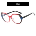 Occhiali anti-luce blu TR90 con montatura poligonale rossa e leopardata C4 - Patchwork Leopardato Rosso Blu-C4