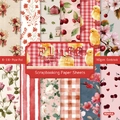 6x6 inch scrapbook paper pack with 24 floral and plaid sheets for DIY crafts - R2445a 24 Sheets