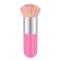 Portable chubby makeup brush with gradient pink yellow purple bristles and pink handle - Small Chubby Deep Pink Silver Tube Rainbow Hair