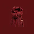 Sciarpa invernale rossa in maglia con etichetta in pelle, 170x35cm calda stola - Quadri Larghi