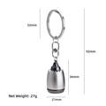 3D airplane engine turbine keychain in silver metal with detailed size specifications - X-750 Aircraft Engine Turbine