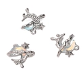 Silver crescent moon and star alloy charms with iridescent opal stone for DIY jewelry - Blue Moon 17x18mm