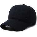 Dunkelblaue Winter-Baseballkappe für Herren mit warmen Ohrenklappen und MR-Metalllogo - Verstellbar / Marineblau (MR Stil)