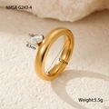Close-up of 18k gold stainless steel ring with pear-cut stone showing precise dimensions - Drip Ring (NMSR-G246-4)