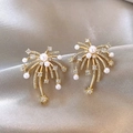Elegant 18k gold plated firework stud earrings with white pearls and sparkling zircons - 56# Tassel Star Gold (56# Silver Pin-Gold-Gold Plated)