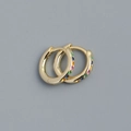 S925 silver huggie earrings in gold finish with a row of colorful rainbow zircons - Gold (Colored Zirconia)