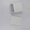 Minimalist white PE film floating gift box with cardboard sleeve for jewelry and badges - 11x11x2cm / White Cardboard + White Suspension Box