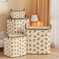 Set of 4 non-woven storage bins with teddy bear print and sturdy carrying handles - Zipper Teddy Bear