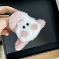 Plush flower hair claw clip in soft white and pink tones for elegant updos - Plush Little Rabbit (2309199A)