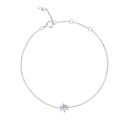 S925 sterling silver bracelet featuring a brilliant six-prong white zircon solitaire - Bracelet / White / Platinum