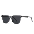 Classic round frame polarized sunglasses with translucent grey frame and silver rivets - Grey Frame Black Grey Lens