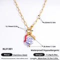 Collana in acciaio inossidabile dorato con perle e ciondoli peperoncino, 45 cm - XL31301-Oro Peperoncino Porcellana Conchiglia
