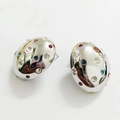 Pendientes ovalados plateados con circonitas de colores en estilo vintage francés - Estilo Circonita de Colores / Plata/Circonita Arcoíris
