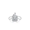 Adjustable S925 sterling silver chain ring with halo square zircon stone setting - Adjustable Open / Square Zirconia Style (RHR1183)