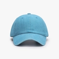 Berretto da baseball vintage in cotone lavato azzurro con visiera curva e sei pannelli - Regolabile / Blu Lago
