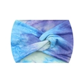 Elastic blue and purple tie-dye yoga headband with stylish knot detail for women - 30-Blue Purple Tie-dye V2